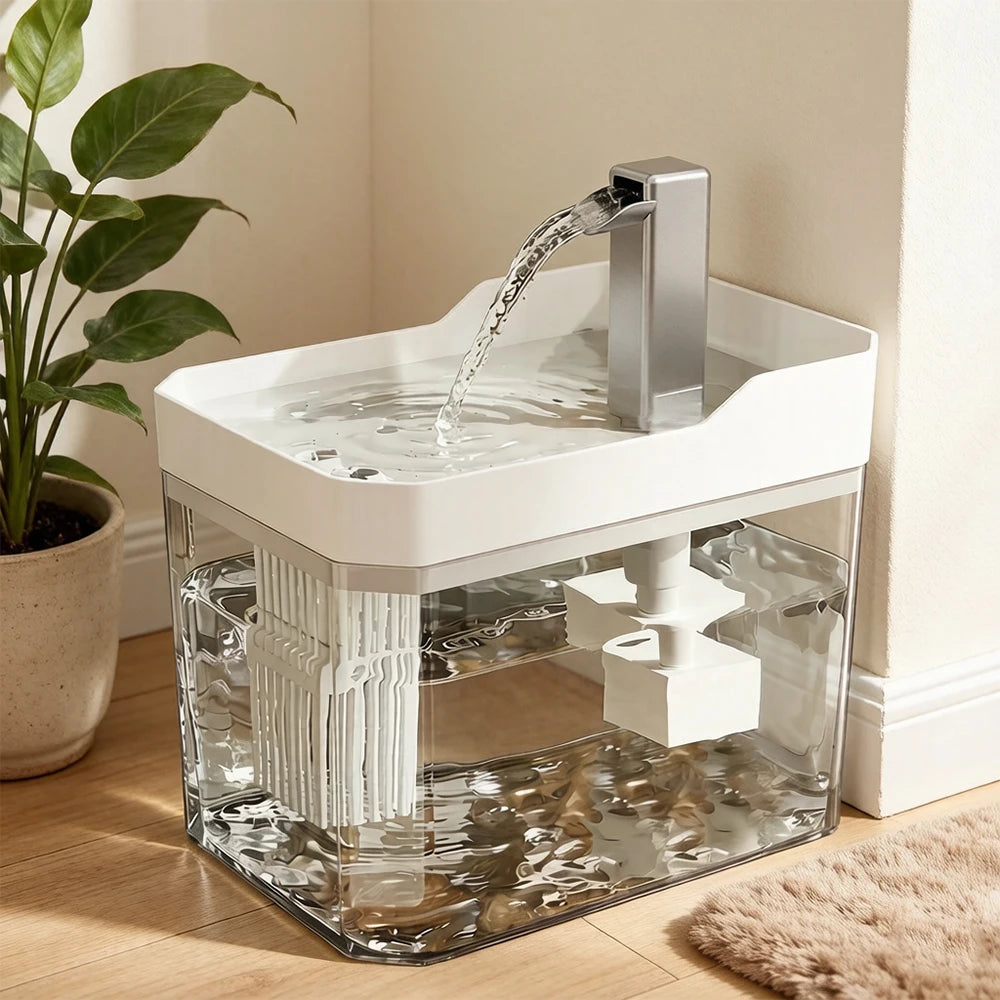 Cat Water Fountain with Auto Filter Transparent Anti-Dry | Lilac Fountain