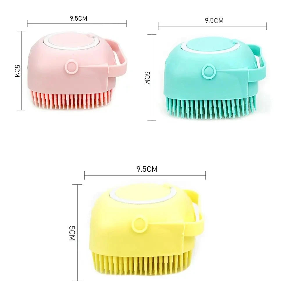 Soft Silicone Dog Cat Brush Pet Shampoo Massager Bath Brush | Lilac Pets
