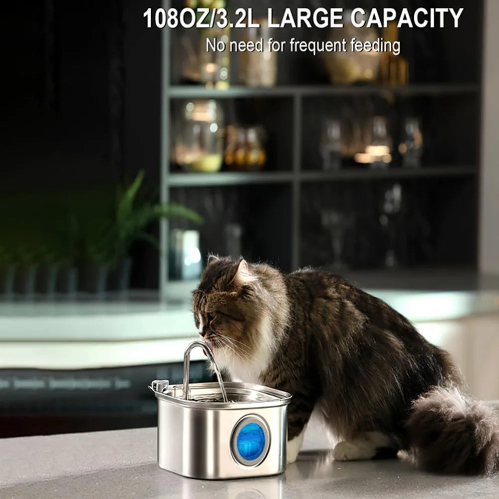 Transparent Window Cat Water Dispenser with Sensor 3.2L/108oz | Lilac Fountain