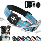 Reflective Dog Collar with Luminous AirTag Holder, Waterproof Soft Padded & Safety Buckle, Air Tag Tracker Case Collars | Lilac Dogs