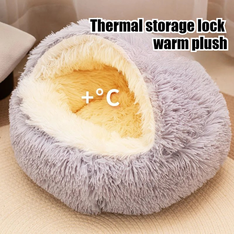 2 in 1 Soft Plush Pet Bed 50CM with Cover Round | Lilac Pets