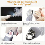 LED Light Pet Nail Clippers - Great for Trimming Cat and Dog Nails and Claws, 5x Magnification | Lilac Pets