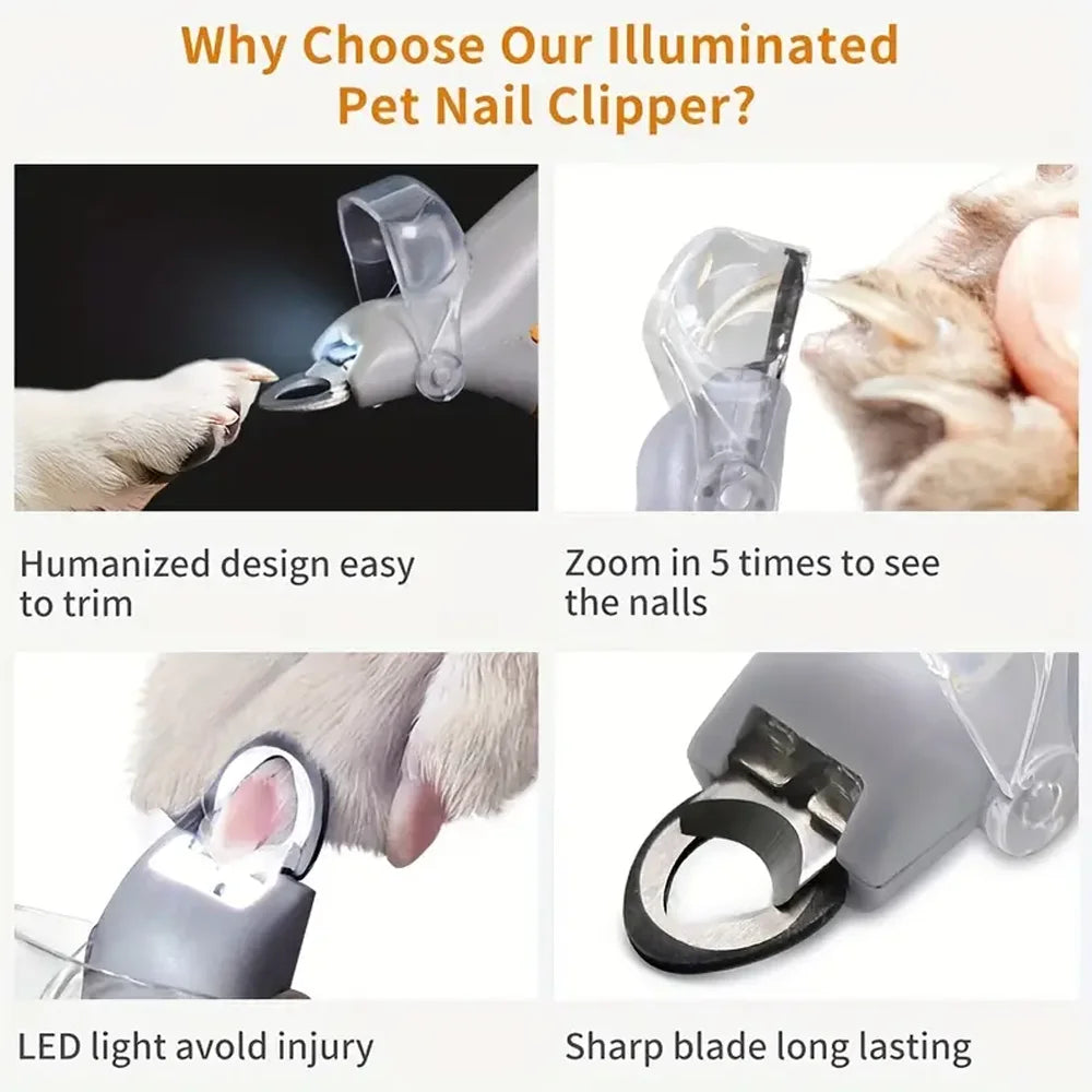 LED Light Pet Nail Clippers - Great for Trimming Cat and Dog Nails and Claws, 5x Magnification | Lilac Pets