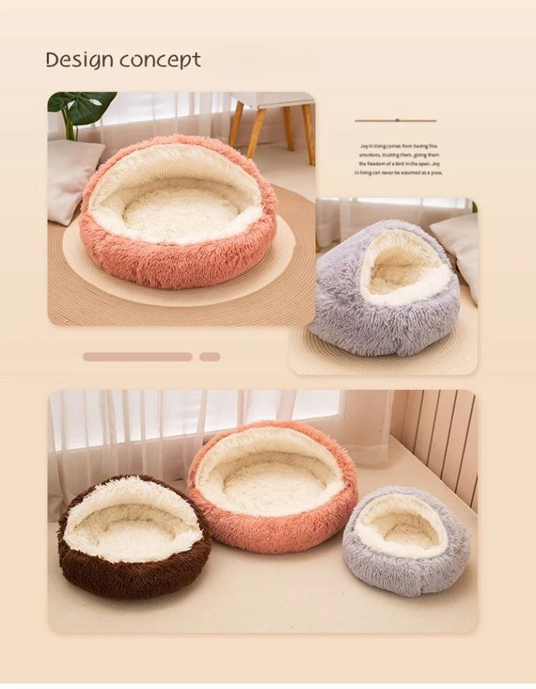 2 in 1 Soft Plush Pet Bed 50CM with Cover Round | Lilac Pets