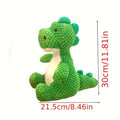 Green, Durable, Chewable Plush Dinosaur Dog Toy with Squeaks - An Interactive Pet Toy Suitable for Medium-Sized Dogs.