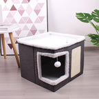 Cat Beds For Indoor Cats - Large Cat Cave For Pet Cat House With Fluffy Ball | Lilac Cats