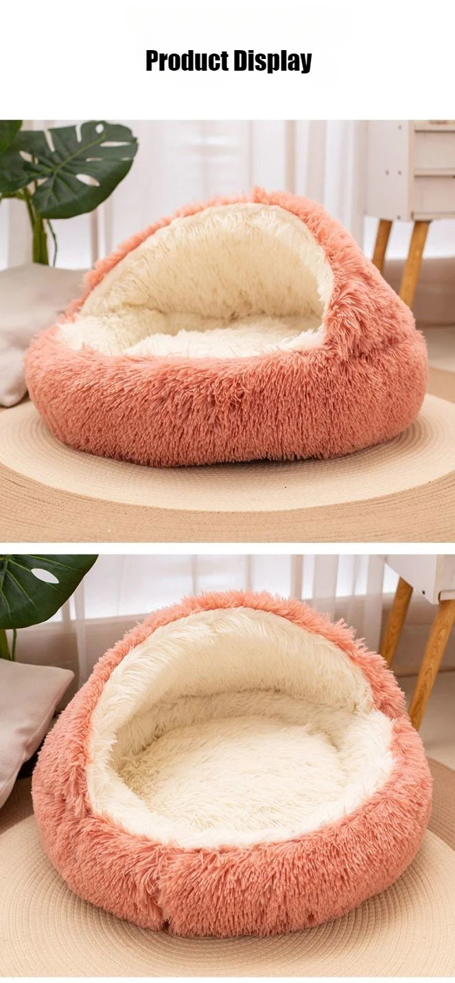 2 in 1 Soft Plush Pet Bed 50CM with Cover Round | Lilac Pets