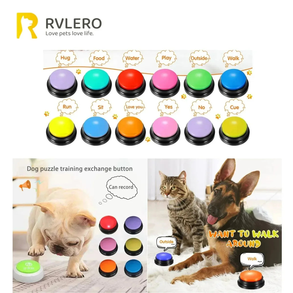 8/4/1 Uni Dog Communication Buttons Voice Recording, Button for Pet Training | Lilac Training