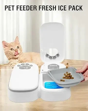Automatic Wet Food Cat Feeder, 1-48 Hours Smart Timer Pet Feeder with LED Display for 2 Cats, Dry or Semi-Moist Pet Food Dispenser for Kitten and Puppy | Lilac Pets