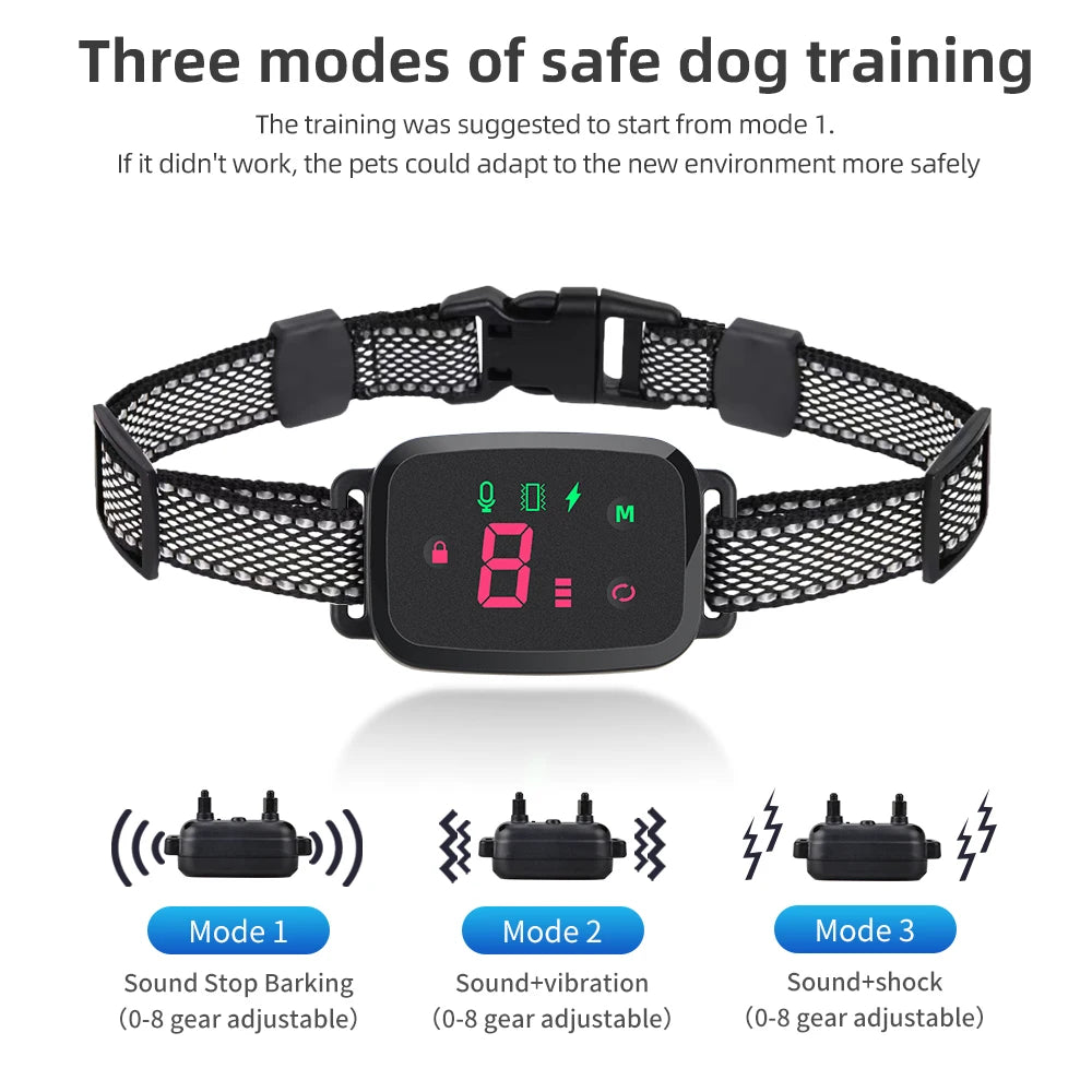 Smart Automatic Anti Barking Dog Collar HD Digital Display IP67 | Lilac training