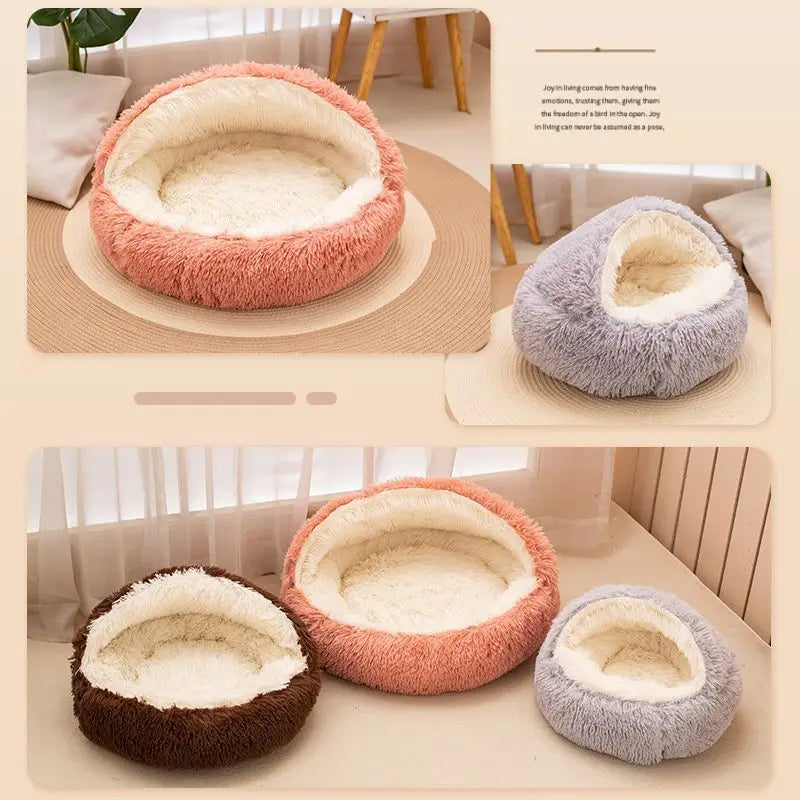 2 in 1 Soft Plush Pet Bed 50CM with Cover Round | Lilac Pets