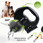 Double-Ended Retractable Pet Leash 8m Reflective Nylon Webbing 360° | Lilac Walk