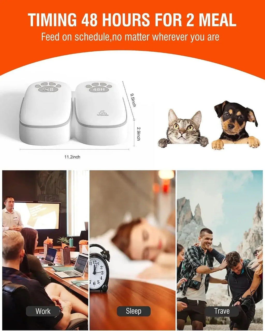 Automatic Wet Food Cat Feeder, 1-48 Hours Smart Timer Pet Feeder with LED Display for 2 Cats, Dry or Semi-Moist Pet Food Dispenser for Kitten and Puppy | Lilac Pets