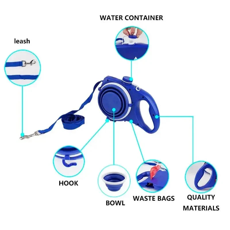 Pet Leash Multifunctional Retractable Water Storage Dog Leash 4 And 1 Adjustable | Lilac Walk