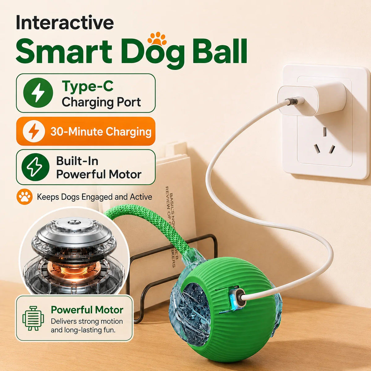 New Dog Interactive Ball Toy,Automatic Rolling Dog Ball Rechargeable,Smart Puppy Interactive Toy,Intelligent Balls Toy for Dogs | Lilac Dogs