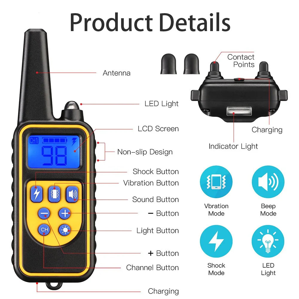 Electric Dog Training Collar Detachable Bark  Rechargeable Anti Barking With pet clicker | Lilac Training