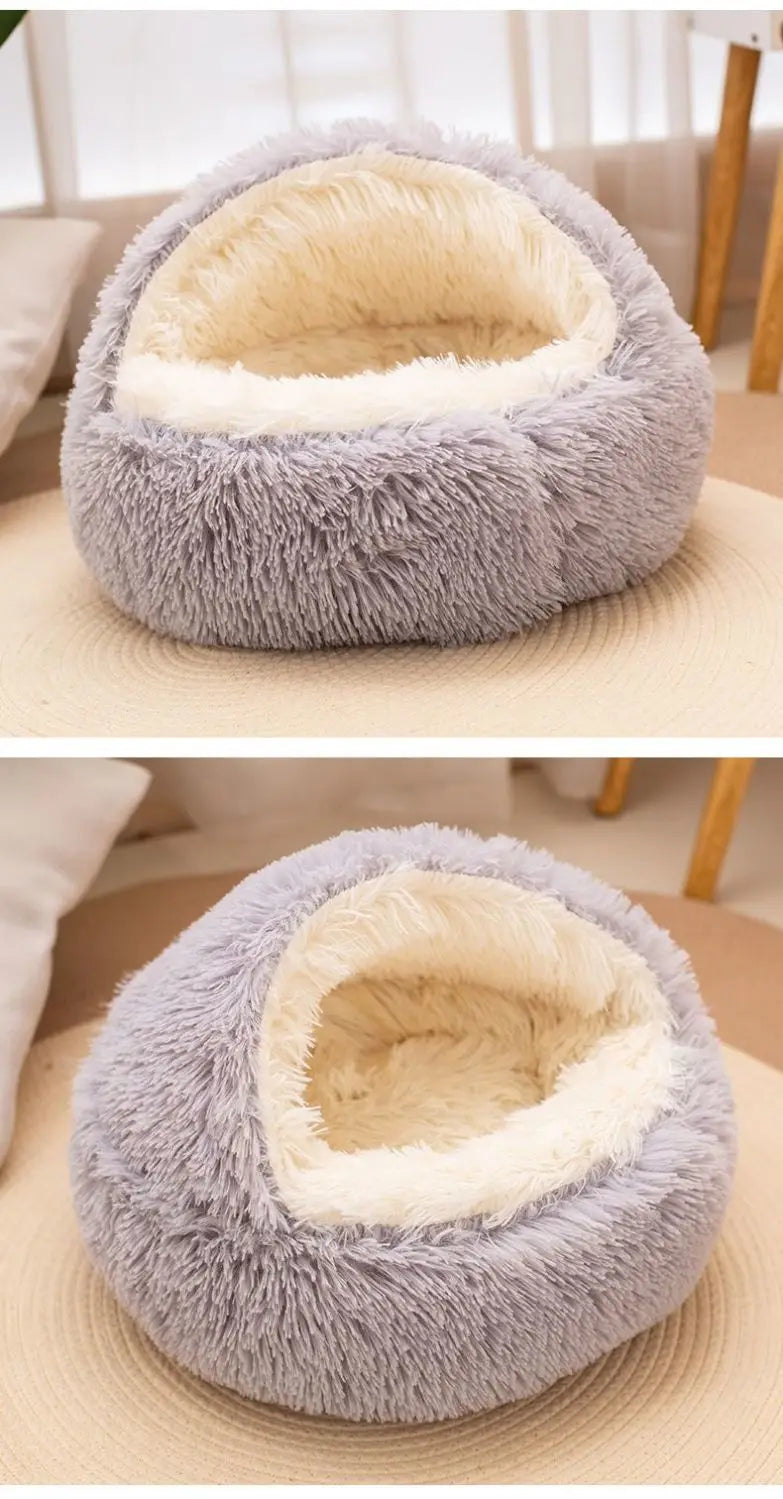 2 in 1 Soft Plush Pet Bed 50CM with Cover Round | Lilac Pets