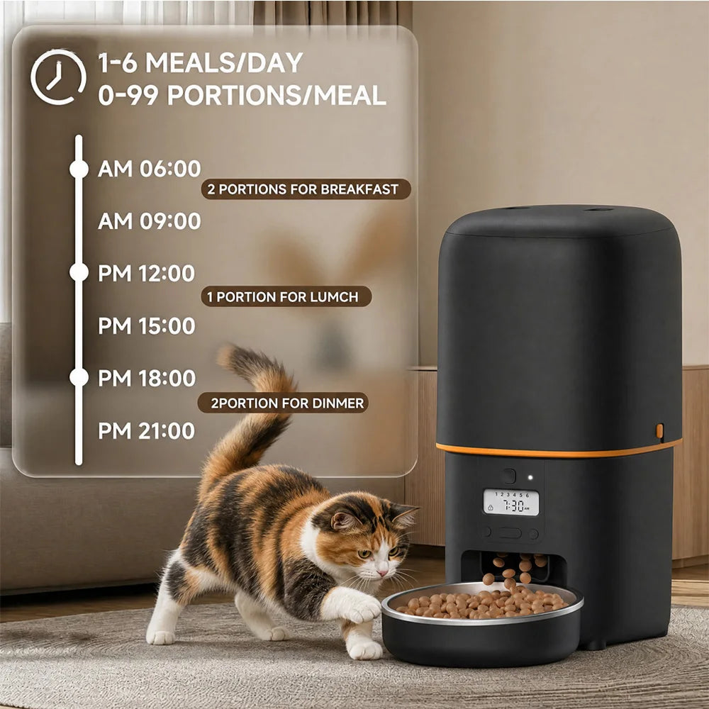 4L Automatic Cat Feeder, Smart Pet Food Dispenser with Key Control, Voice Recorder, Dual Power Supply, Timed Auto Dog Feeder with Stainless Steel Bowl | Lilac Pets