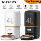 4L Automatic Cat Feeder, Smart Pet Food Dispenser with Key Control, Voice Recorder, Dual Power Supply, Timed Auto Dog Feeder with Stainless Steel Bowl | Lilac Pets