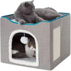 Cat Beds For Indoor Cats - Large Cat Cave For Pet Cat House With Fluffy Ball | Lilac Cats