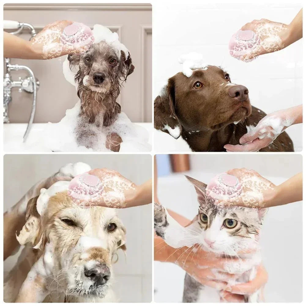 Pet Bathing Brush Soft Silicone Massager | Lilac Pets