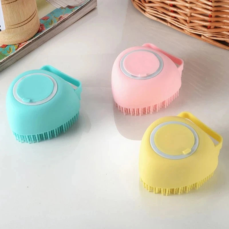 Soft Silicone Dog Cat Brush Pet Shampoo Massager Bath Brush | Lilac Pets