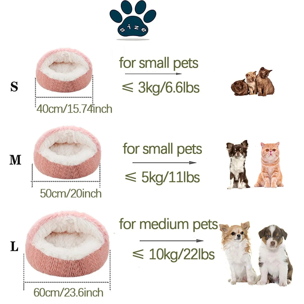 2 in 1 Soft Plush Pet Bed 50CM with Cover Round | Lilac Pets