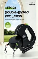 Double-Ended Retractable Pet Leash 8m Reflective Nylon Webbing 360° | Lilac Walk