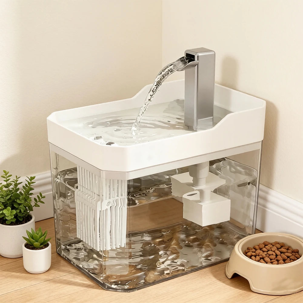 Cat Water Fountain with Auto Filter Transparent Anti-Dry | Lilac Fountain