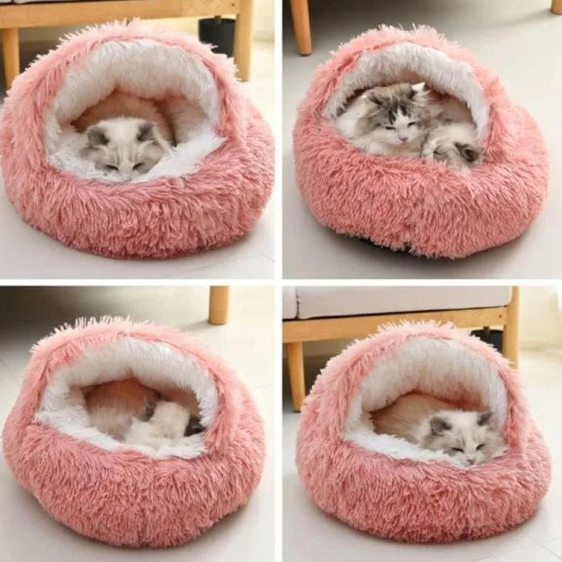 2 in 1 Soft Plush Pet Bed 50CM with Cover Round | Lilac Pets
