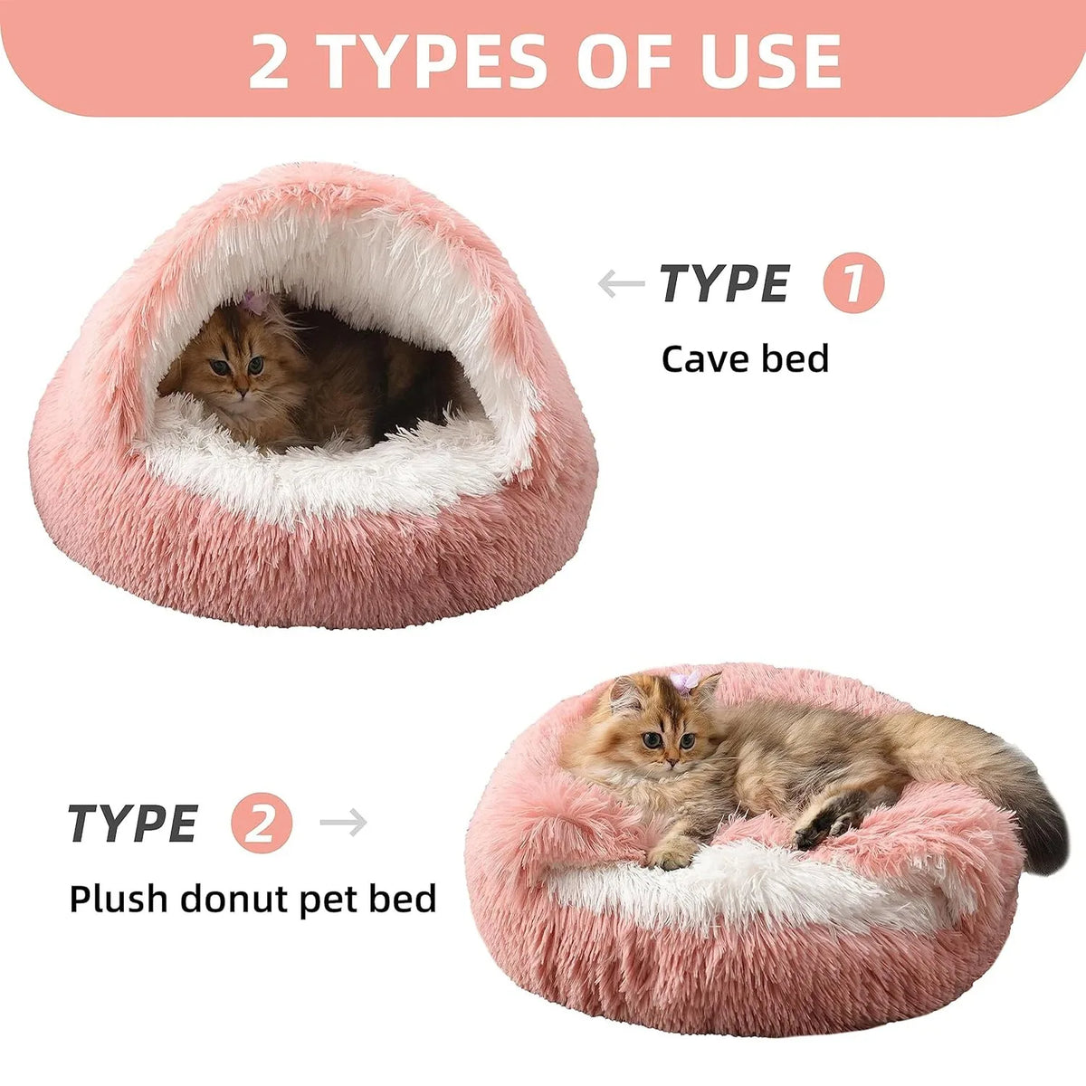 2 in 1 Soft Plush Pet Bed 50CM with Cover Round | Lilac Pets