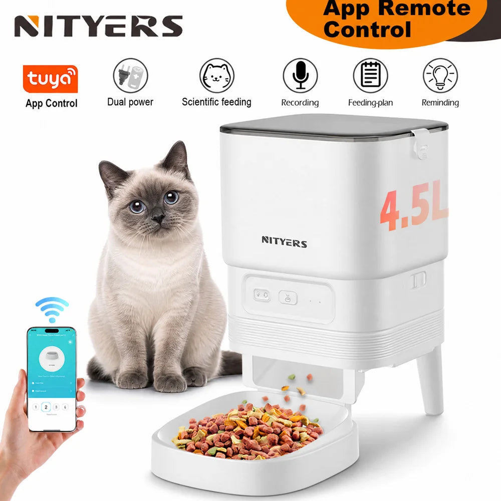 4.5L Smart Automatic Cat Feeder, App Remote Control Timed Pet Feeder for Cats & Dogs | Lilac pets