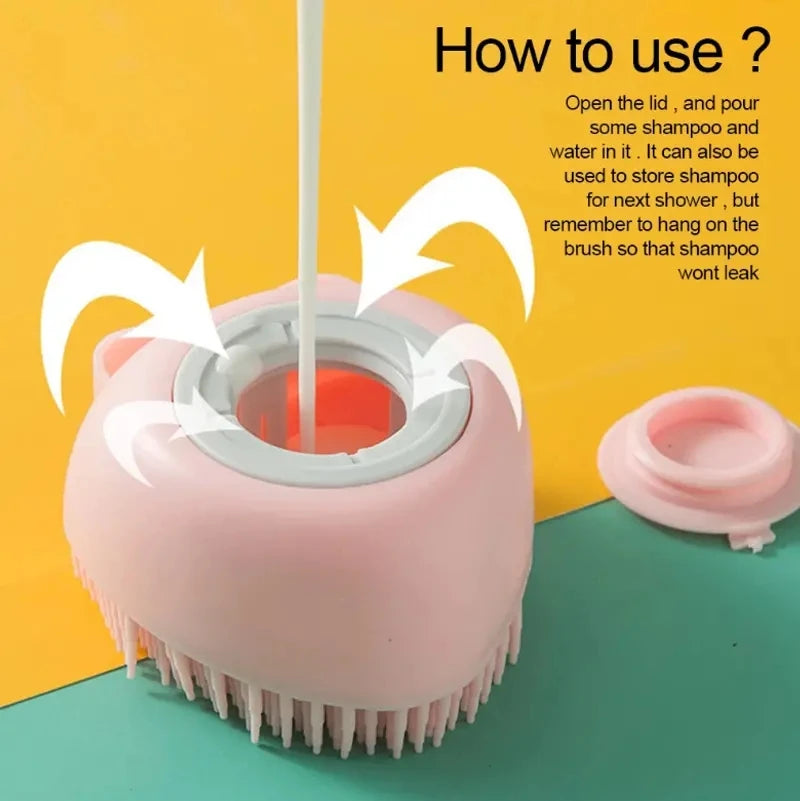 Soft Silicone Dog Cat Brush Pet Shampoo Massager Bath Brush | Lilac Pets