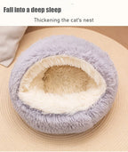 2 in 1 Soft Plush Pet Bed 50CM with Cover Round | Lilac Pets