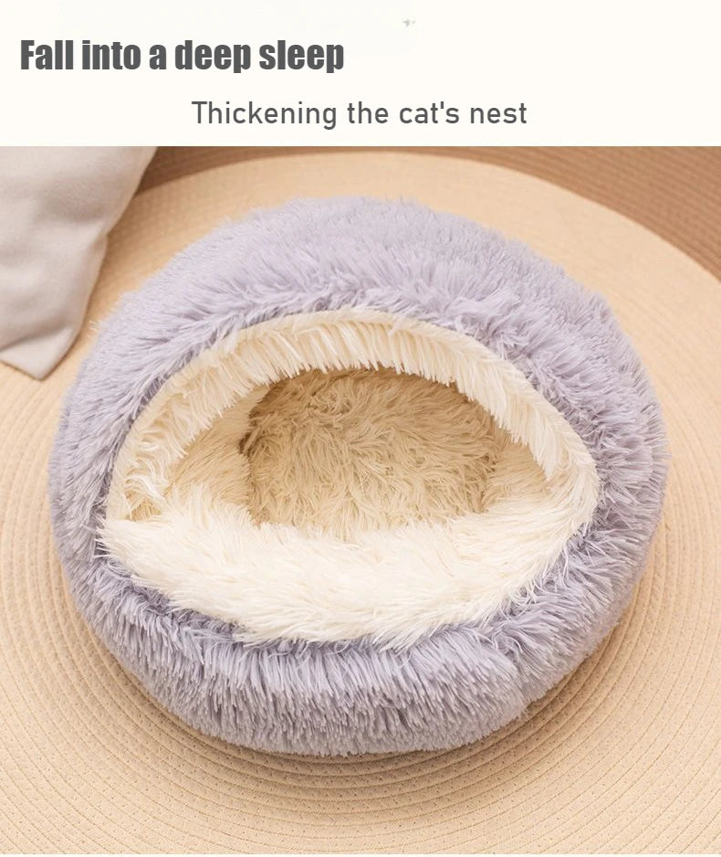 2 in 1 Soft Plush Pet Bed 50CM with Cover Round | Lilac Pets