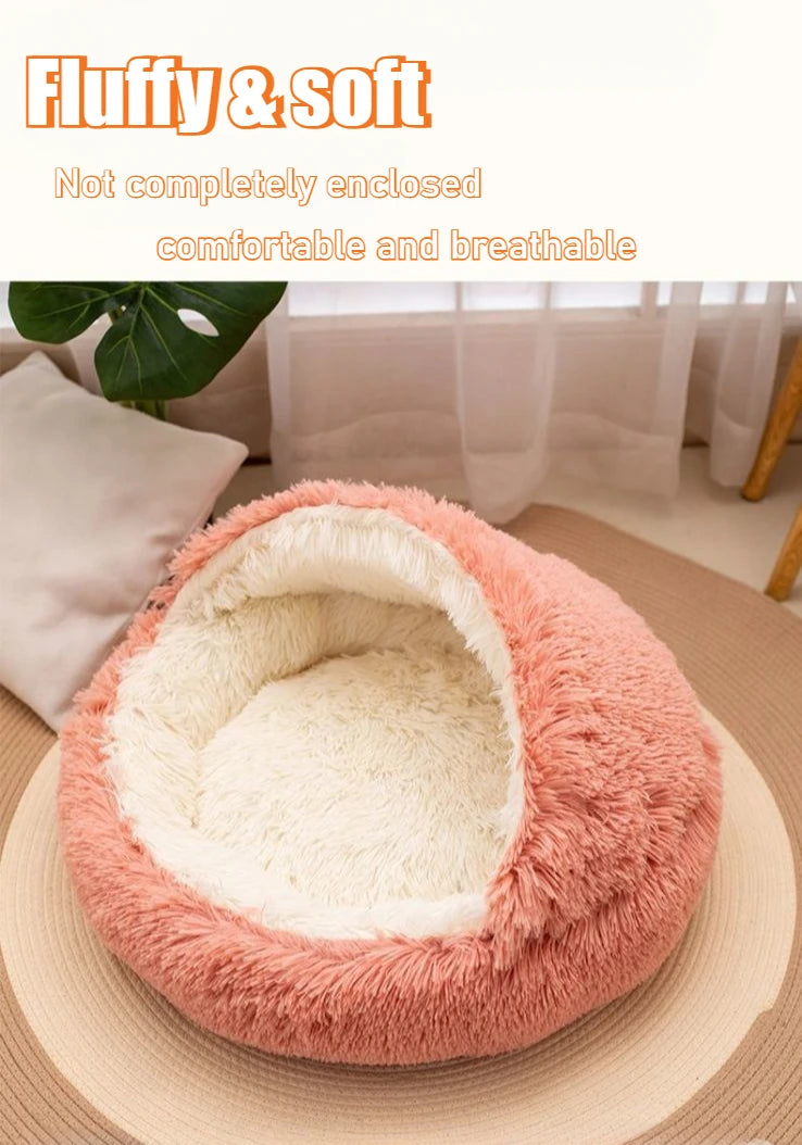 2 in 1 Soft Plush Pet Bed 50CM with Cover Round | Lilac Pets