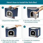 Cat Beds For Indoor Cats - Large Cat Cave For Pet Cat House With Fluffy Ball | Lilac Cats