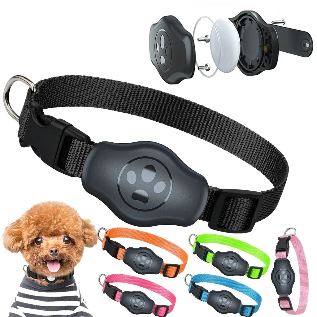 Upgraded AirTag Dog Collar, IP68 Waterproof Air Tag Holder, Reflective, Ultra-Durable, Comfortable for Small Medium Large Pet | Lilac Dogs