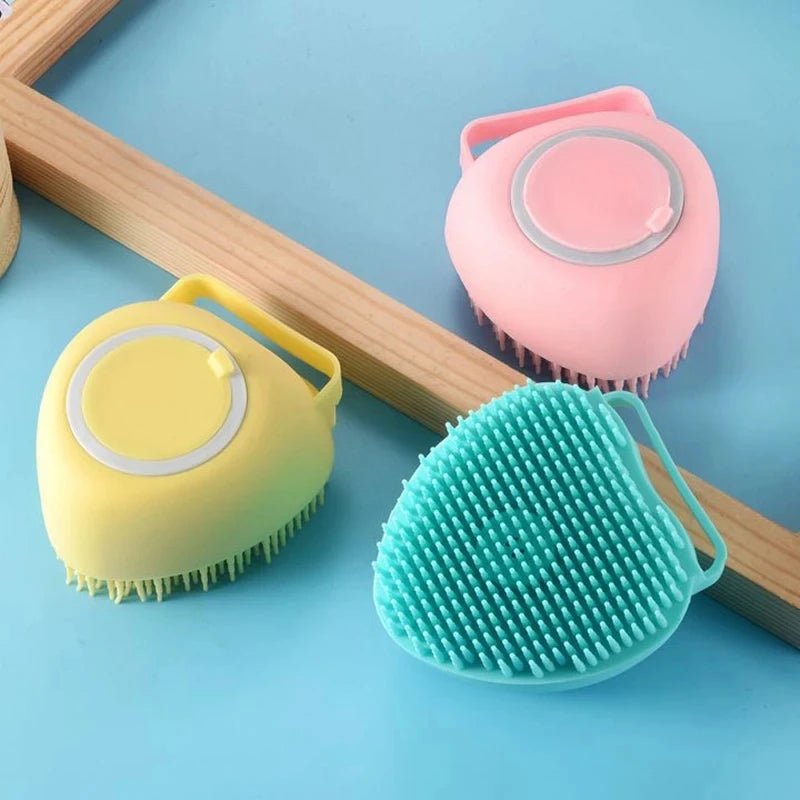 Soft Silicone Dog Cat Brush Pet Shampoo Massager Bath Brush | Lilac Pets