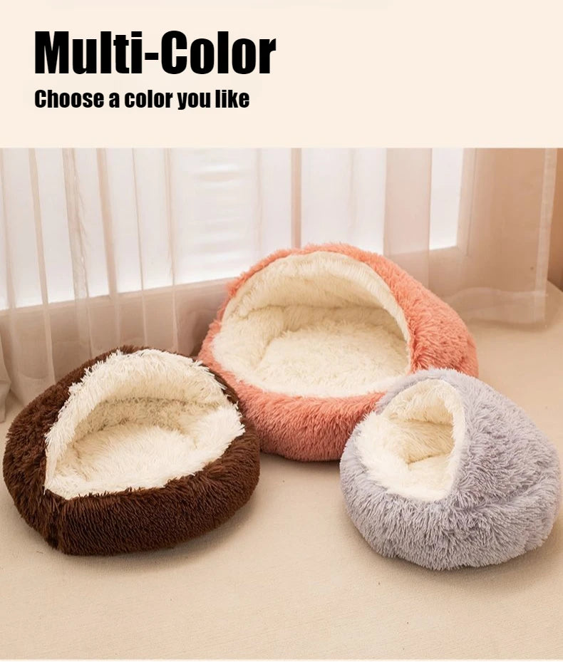 2 in 1 Soft Plush Pet Bed 50CM with Cover Round | Lilac Pets