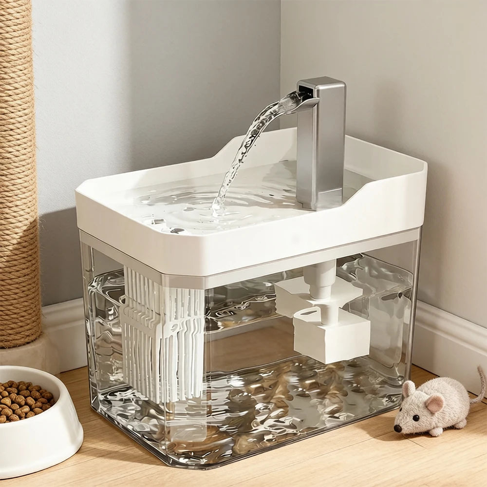 Cat Water Fountain with Auto Filter Transparent Anti-Dry | Lilac Fountain