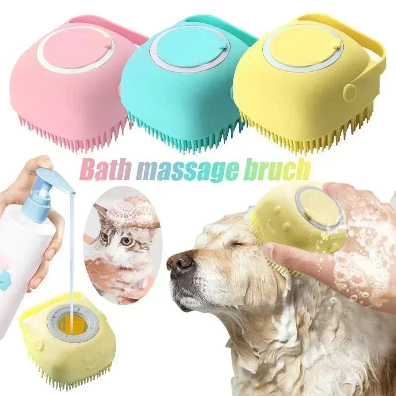 Pet Bathing Brush Soft Silicone Massager | Lilac Pets