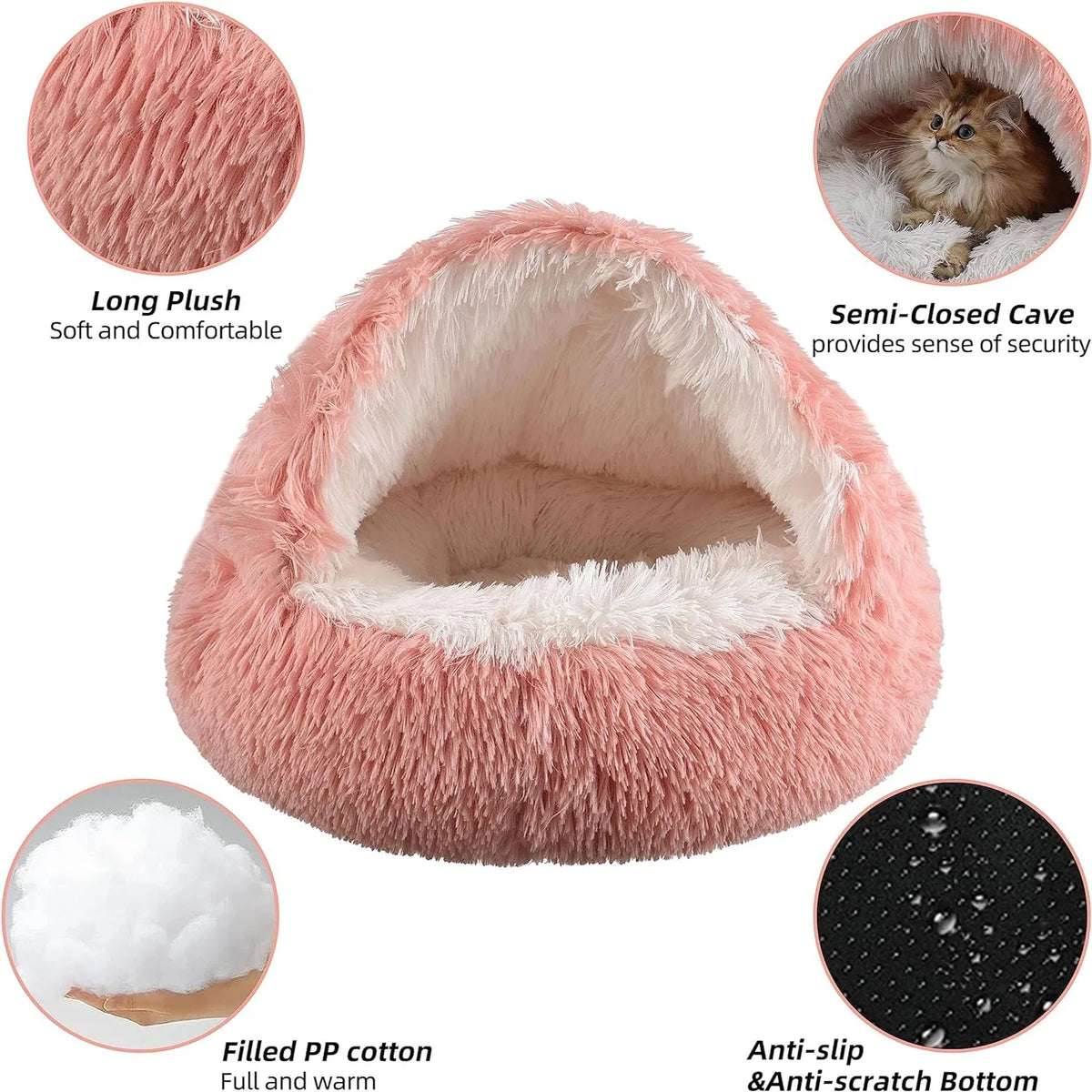 2 in 1 Soft Plush Pet Bed 50CM with Cover Round | Lilac Pets